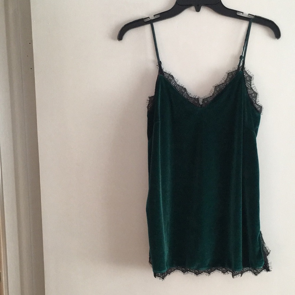 Promod Royal Green Tank top with black lace. Tag is missing But it is size S